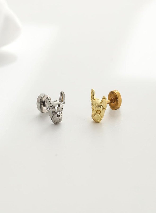 أقراط غضروفية صغيرة بتصميم جرو فرنسي من نياسبي، مقاس 20G، للنساء والرجال، أقراط صغيرة للأذن الداخلية والحلزونية والزنمة، مصنوعة من الفولاذ المقاوم للصدأ (فضية). - Image 3